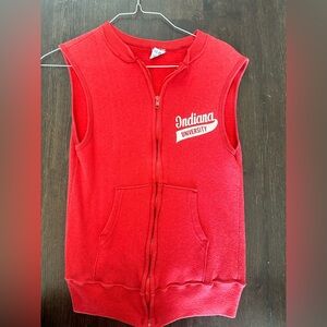 Champion Red Sleeveless Bomber Jacket